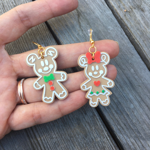 Gingerbread mice earrings